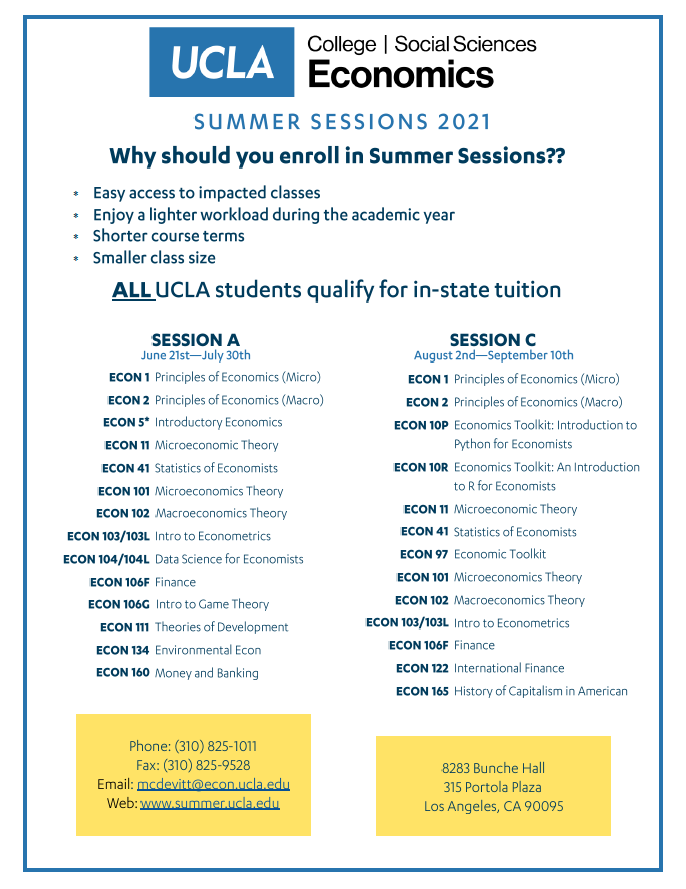 LA Social Science 2021 Summer Course Previews Department of Economics