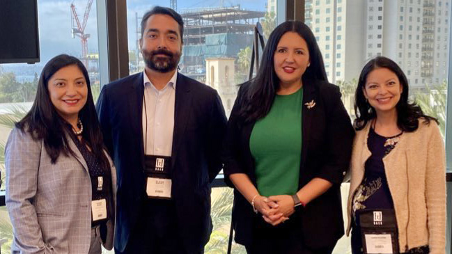 (From left) Dr. Rosita Ramirez of NALEO, Dr. Angel Molina of ASU CLAPR, Supervisor Nora Vargas and Juana Sánchez of UCLA LPPI at the HACU Annual Conference